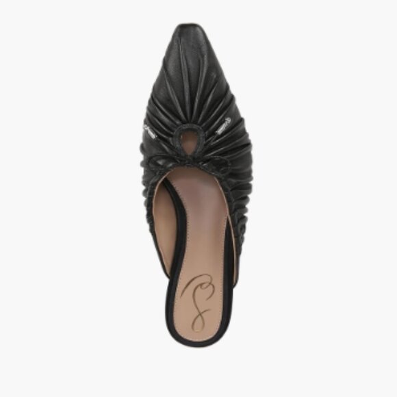 NWT Sam Edelman Julia Pointed Toe Mule Black Leather Sandals Women's Size 6.5 - Picture 1 of 4